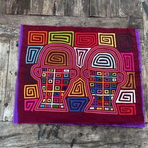 Kuna Mola wall hanging folk art embroidery textile arts Panana 70s psychedelic